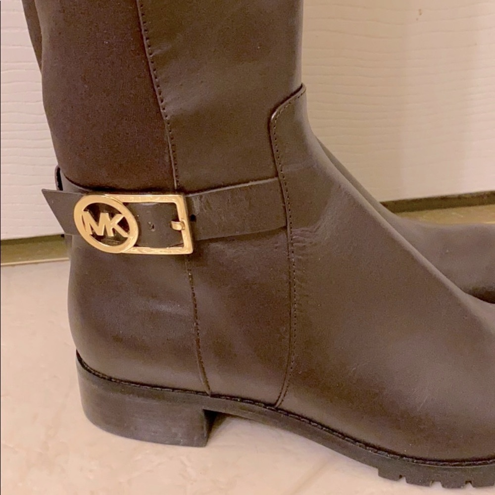 New MICHAEL Kors Leather & Stretch Tall Boots 7.5 - Picture 2 of 15